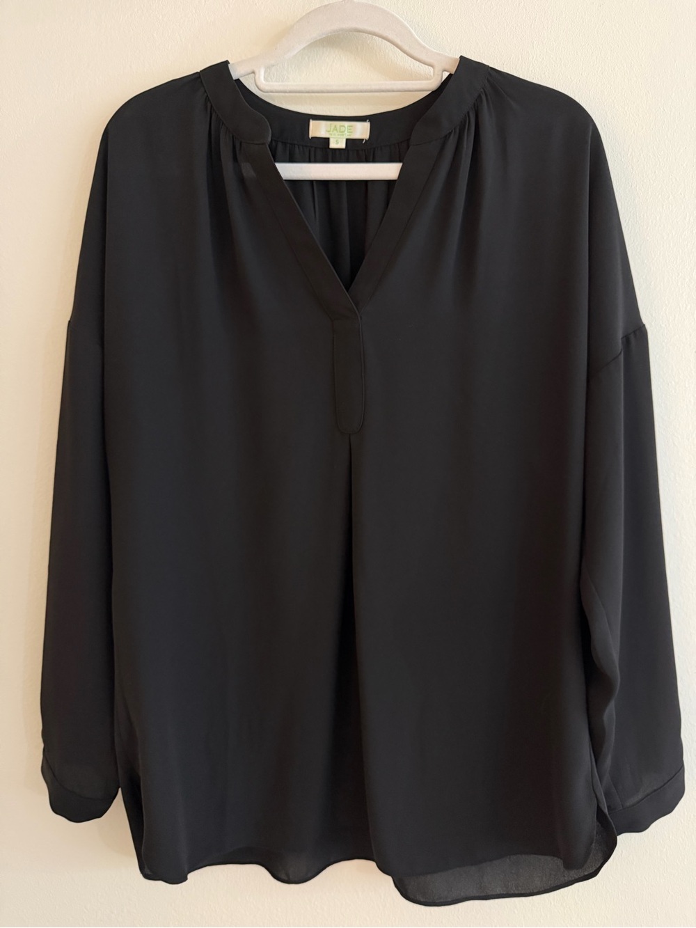 Black Long Sleeve V Neck